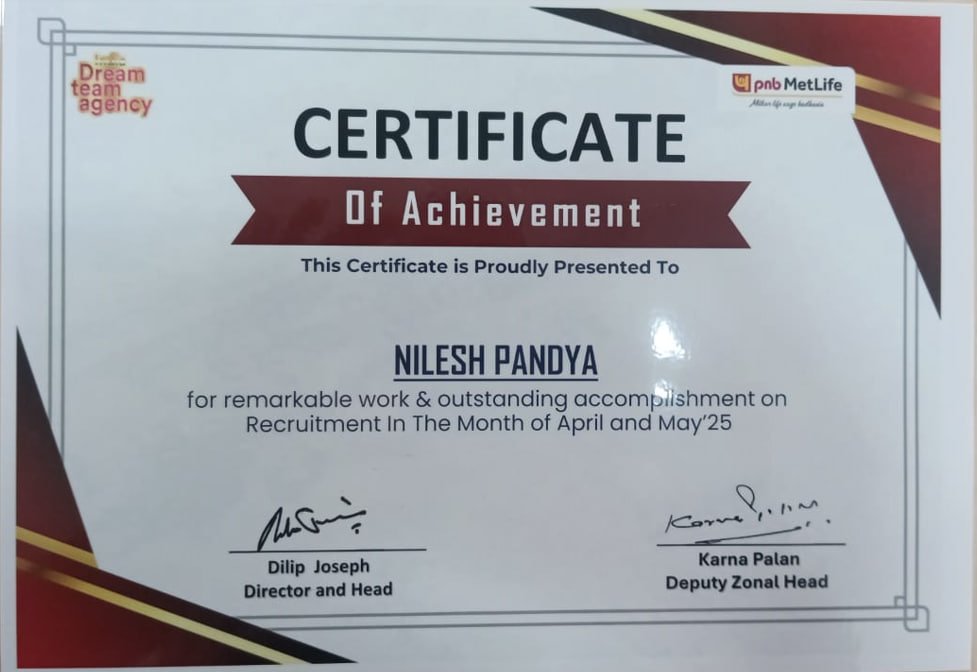 PNB MetLife Certificate